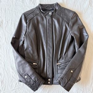 Wilsons Leather Black Full Zip Jacket Biker Moto %100 Leather